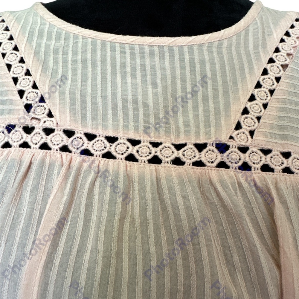 🧡$5 Bundled LOFT Peach Boho Lace Detail Long Sleeve Blouse - Picture 4 of 7